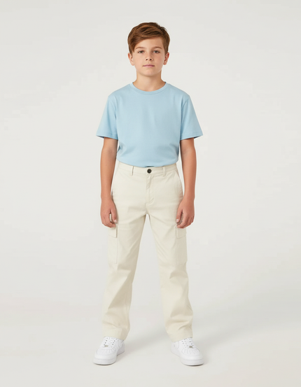 Pantalon Chino Beige Cargo Droit Coton Garçon