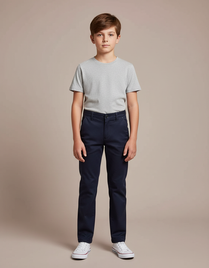 Pantalon Chino Bleu Marine Coton Droit Garçon
