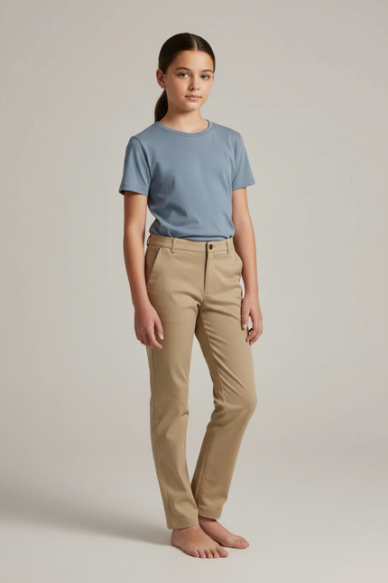 Pantalon Chino Beige Coton Droit Classique Enfant - Gabardine