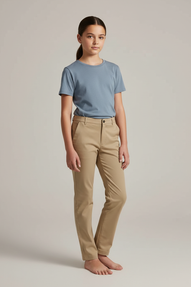 Pantalon Chino Beige Coton Droit Classique Enfant - Gabardine