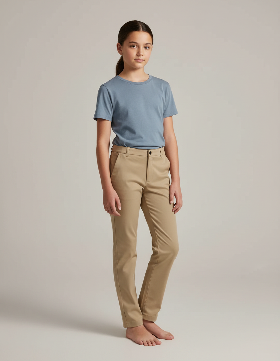 Pantalon Chino Beige Coton Droit Classique Enfant - Gabardine