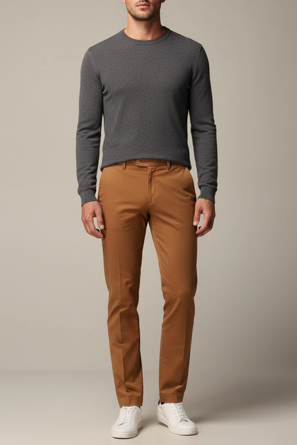 Pantalon Chino Terracotta Homme - Orange Coton