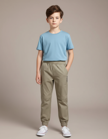 Pantalon Chino Kaki Coton Cargo Garçon Décontracté