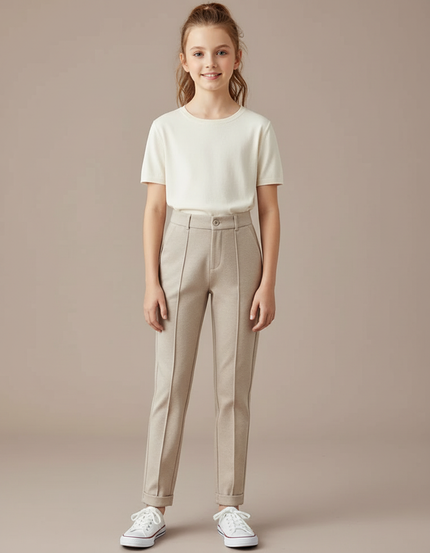 Pantalon Chino Beige Droit Laine Décontracté Enfant