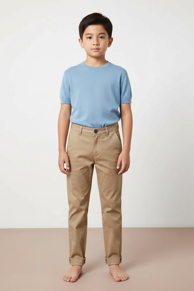 Pantalon Chino Beige Coton Décontracté Droit Enfant