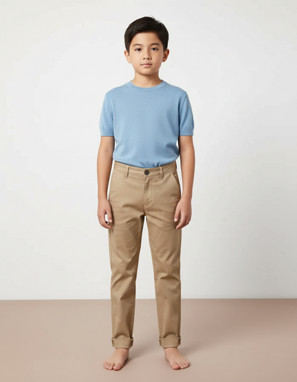 Pantalon Chino Beige Coton Décontracté Droit Enfant