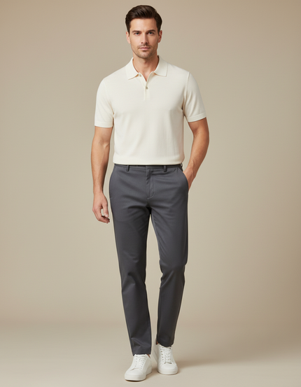 Pantalon Chino Gris Slim Élégant Décontracté Homme - Gabardine
