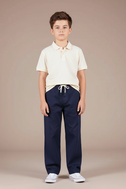 Pantalon Chino Marine Ample Coton Enfant Décontracté