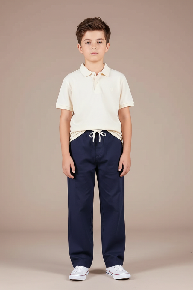 Pantalon Chino Marine Ample Coton Enfant Décontracté