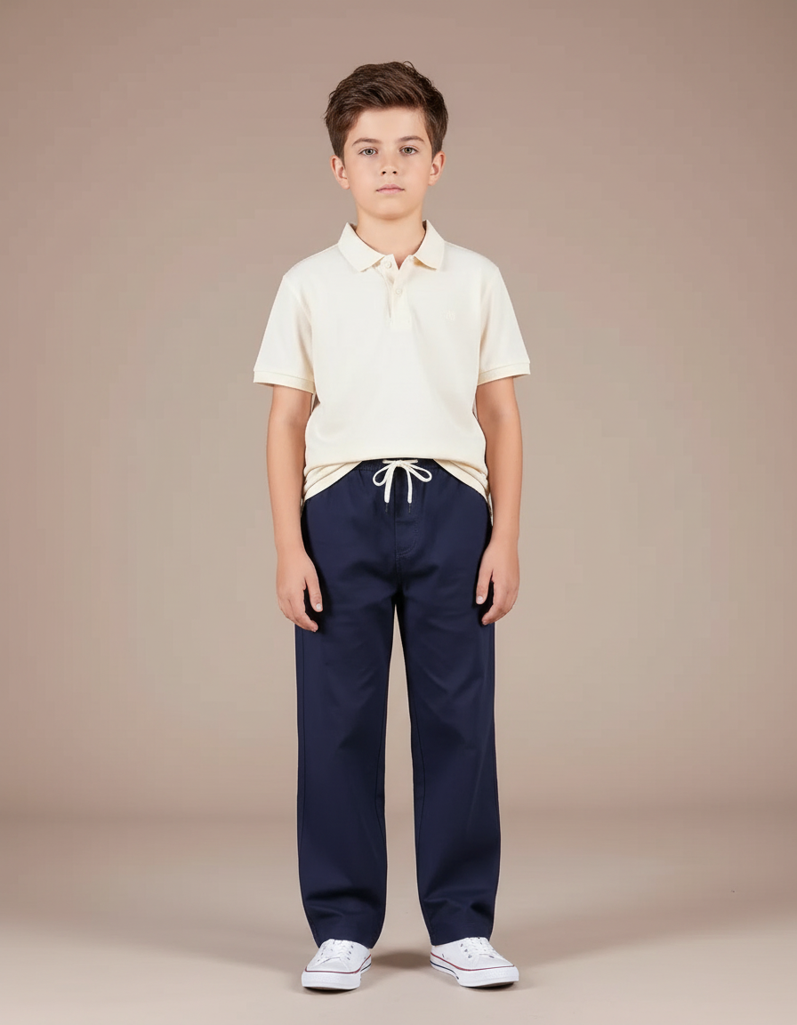 Pantalon Chino Marine Ample Coton Enfant Décontracté