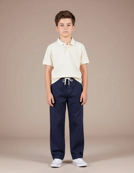 Pantalon Chino Marine Ample Coton Enfant Décontracté