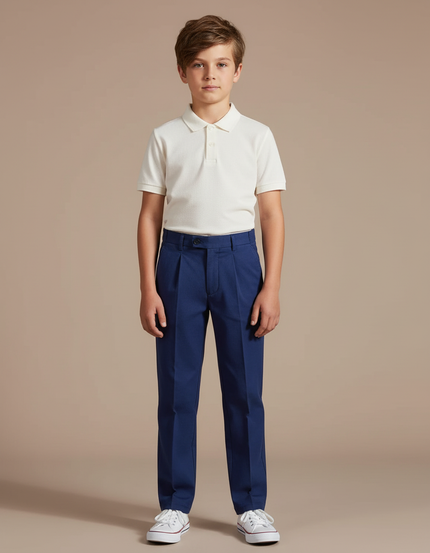 Pantalon Chino Bleu Marine Droit Élégant Garçon - Gabardine