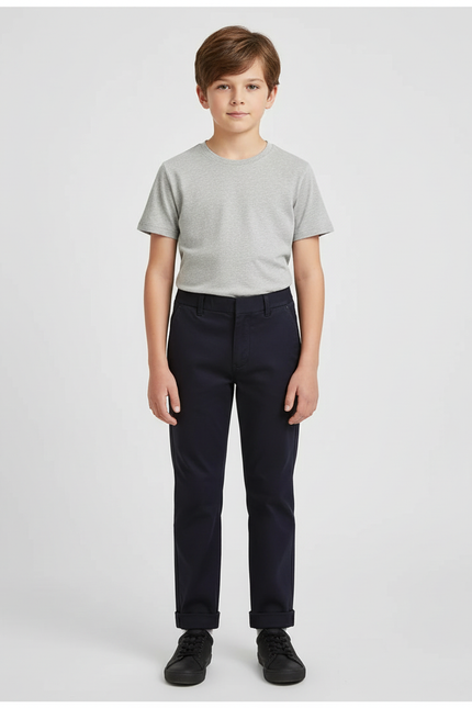 Pantalon Chino Marine Coton Droit Garçon Élégant