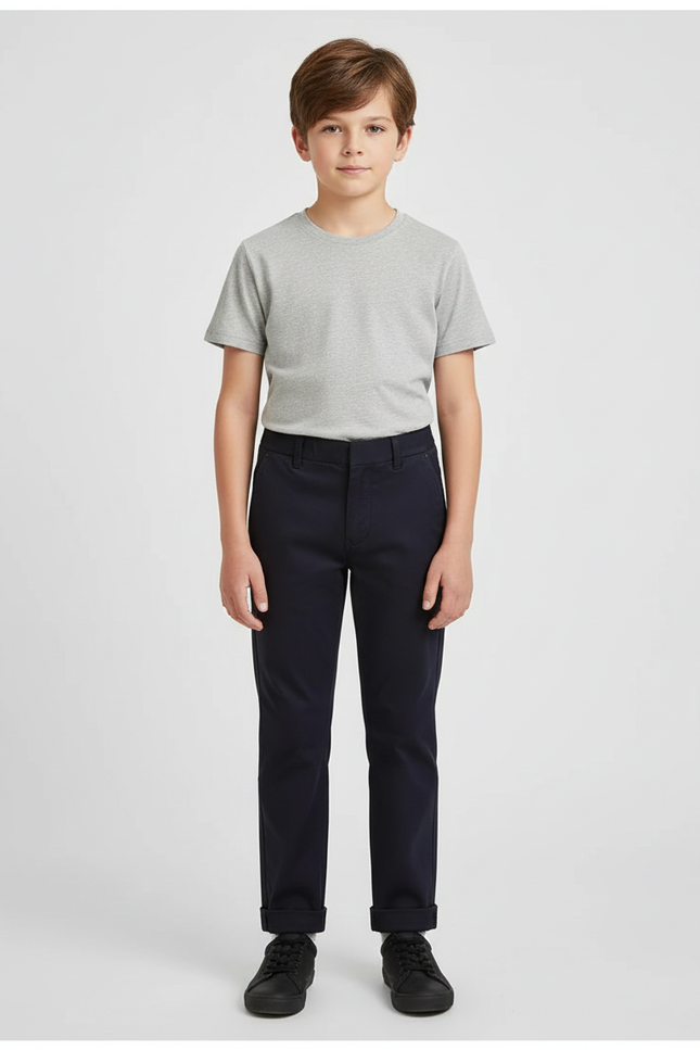 Pantalon Chino Marine Coton Droit Garçon Élégant