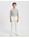 Pantalon Chino Blanc Texturé Slim Garçon Élégant - Maille