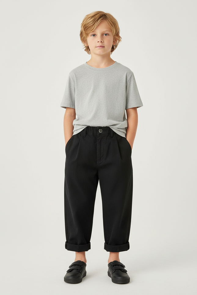Pantalon Chino Fusele Oversize - Noir Coton