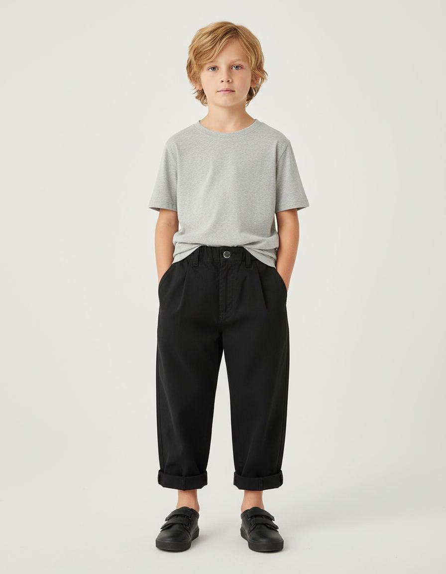 Pantalon Chino Fusele Oversize - Noir Coton