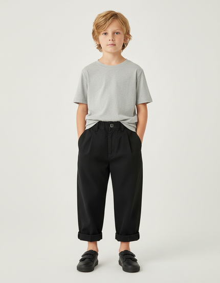 Pantalon Chino Fusele Oversize - Noir Coton