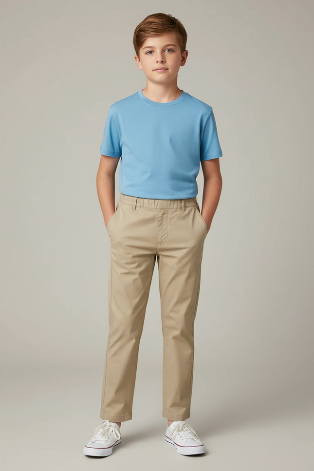 Pantalon Chino Garçon Beige Tapered Coton - Gabardine