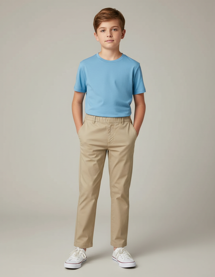 Pantalon Chino Garçon Beige Tapered Coton - Gabardine