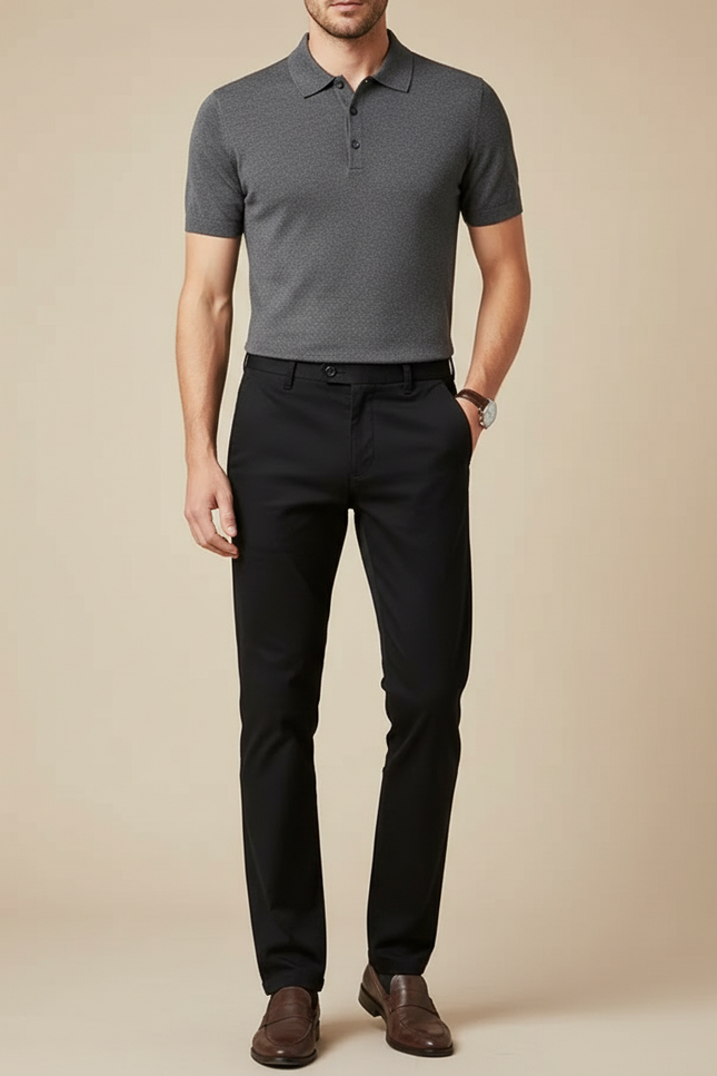 Pantalon Chino Slim Noir Homme - Coton