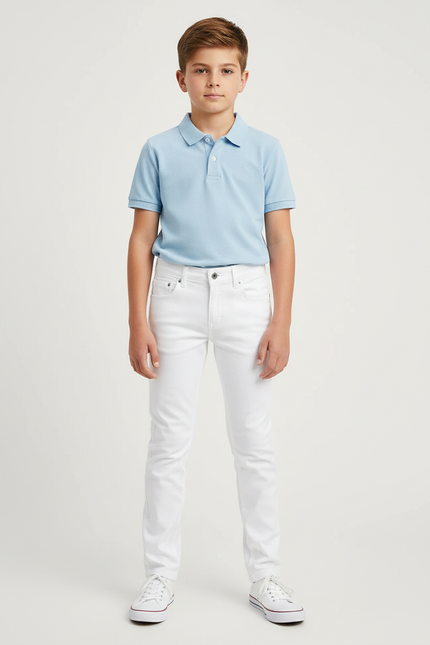 Pantalon Chino Blanc Slim Coton Enfant Décontracté