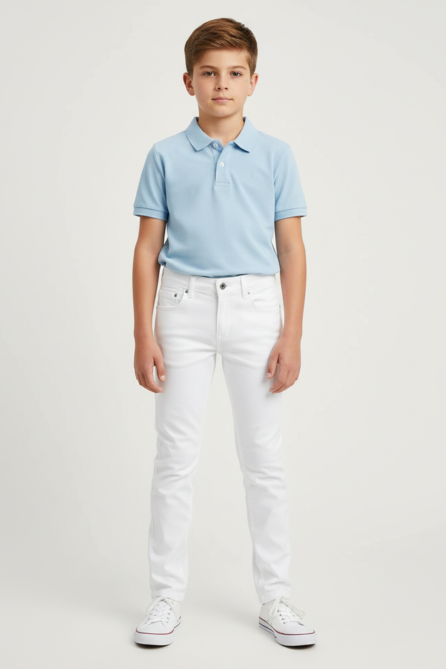 Pantalon Chino Blanc Slim Coton Enfant Décontracté