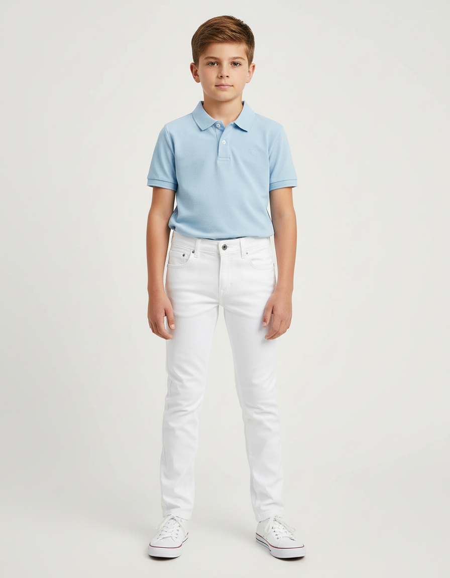 Pantalon Chino Blanc Slim Coton Enfant Décontracté
