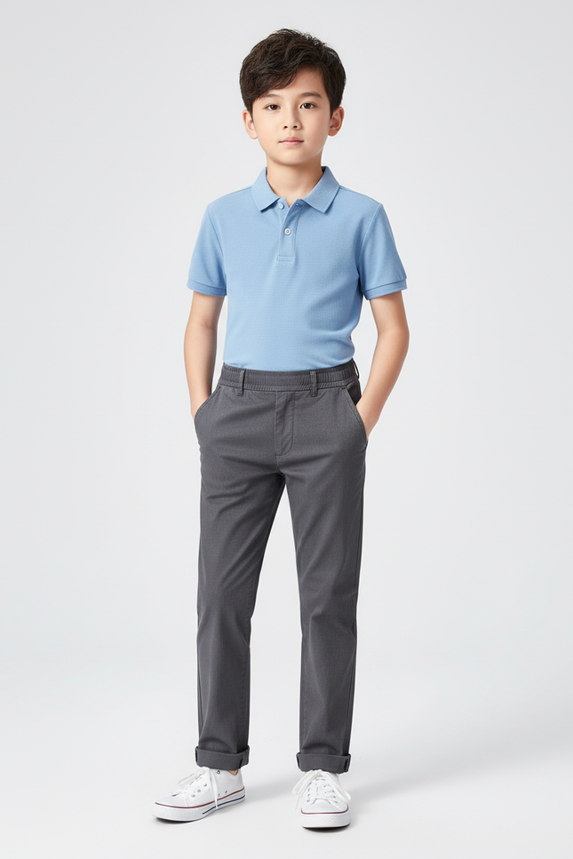 Pantalon Chino Gris Coton Droit Garçon
