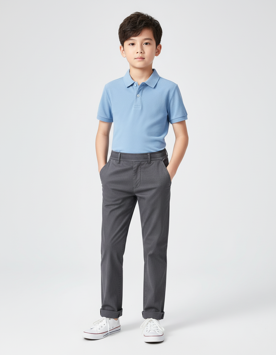 Pantalon Chino Gris Coton Droit Garçon