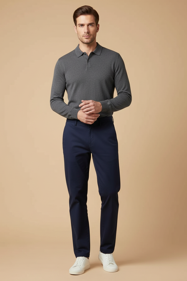 Pantalon Chino Stretch - Marine Coton