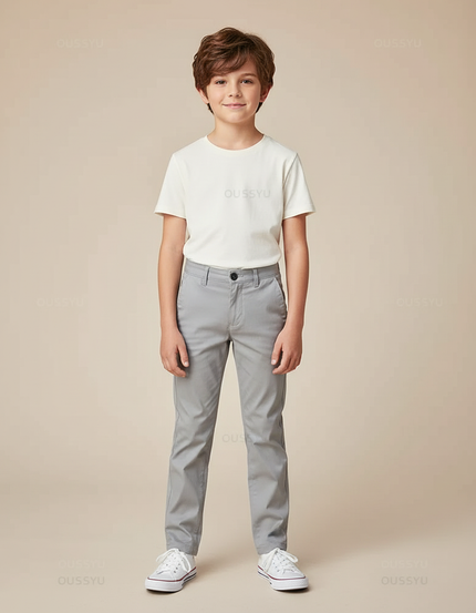 Pantalon Chino Gris Coton Slim Enfant Décontracté