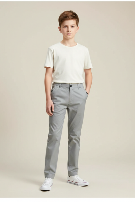 Pantalon Chino Gris Coton Droit Classique Garçon