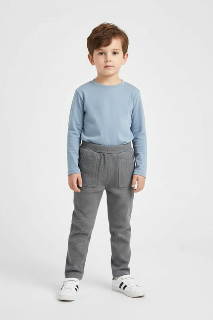 Pantalon Chino Gris Côtelé Enfant Confortable - Cordé