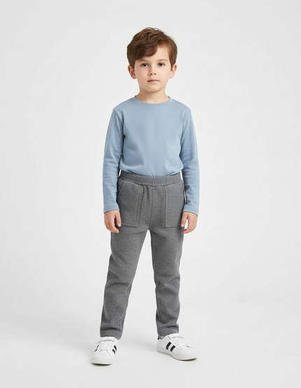 Pantalon Chino Gris Côtelé Enfant Confortable - Cordé