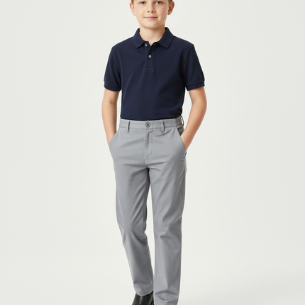 Pantalon Chino Gris Clair Coupe Droite Garçon Élégant - Gabardine
