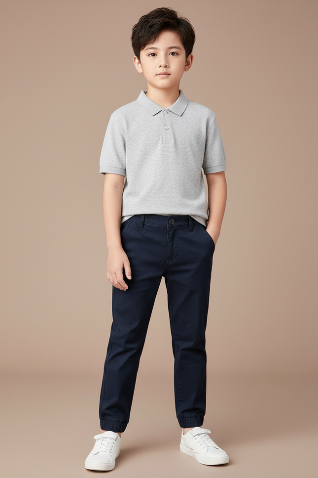 Pantalon Chino Marine Coton Resserré Enfants Casual