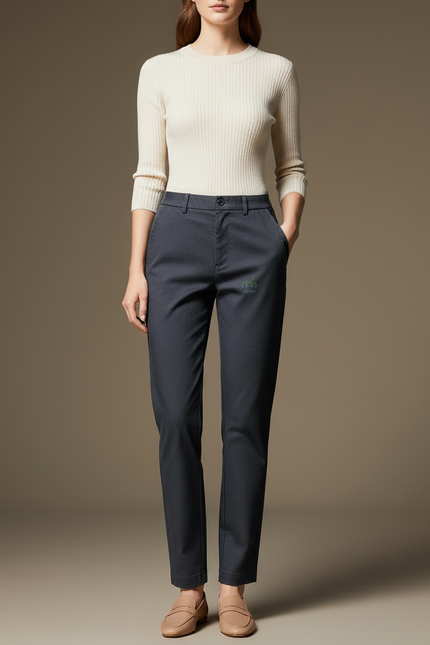 Pantalon Chino Gris Foncé Coupe Droite Élégant Femme - Gabardine