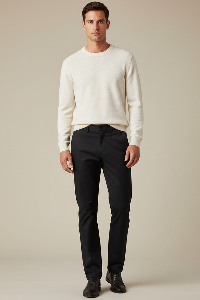 Pantalon Chino Noir Coton Slim Homme Moderne