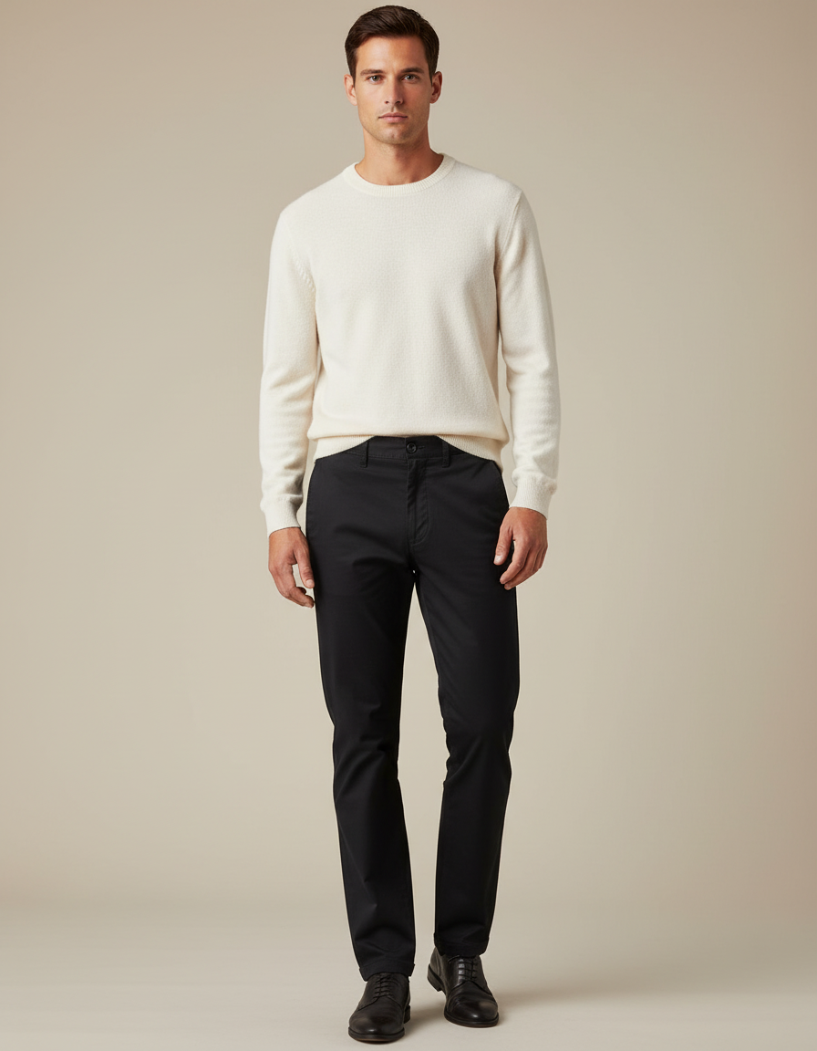 Pantalon Chino Noir Coton Slim Homme Moderne