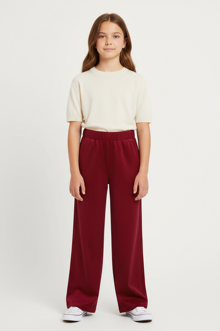 Pantalon Chino Bordeaux Ample Confortable Enfant - Molleton