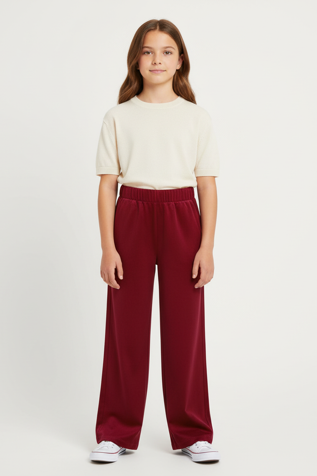 Pantalon Chino Bordeaux Ample Confortable Enfant - Molleton