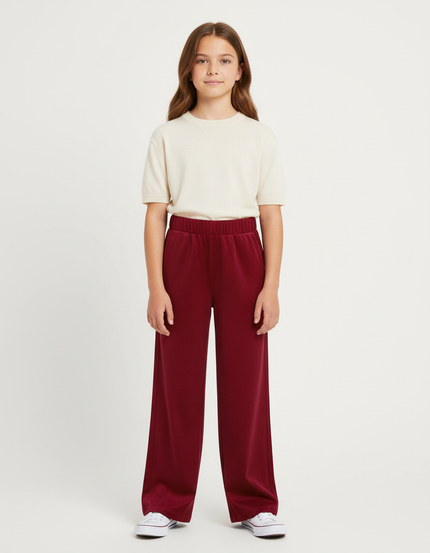 Pantalon Chino Bordeaux Ample Confortable Enfant - Molleton
