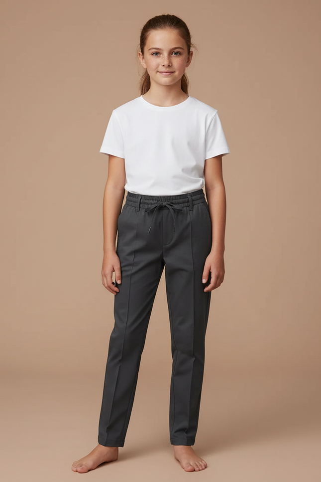 Pantalon Chino Gris Anthracite Coupe Droite Enfant - Gabardine