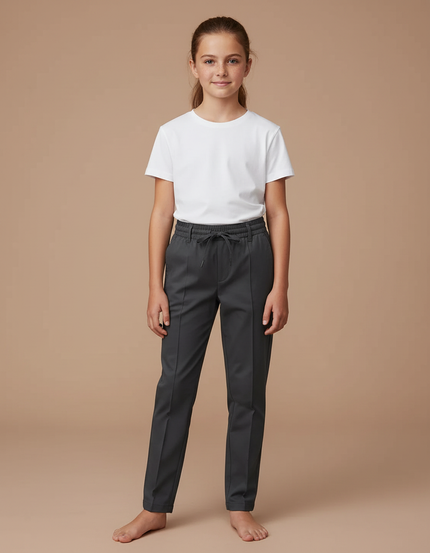 Pantalon Chino Gris Anthracite Coupe Droite Enfant - Gabardine