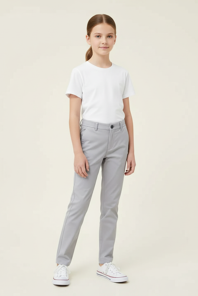 Pantalon Chino Gris Slim Stretch Enfant Décontracté - Gabardine