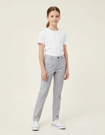 Pantalon Chino Gris Slim Stretch Enfant Décontracté - Gabardine