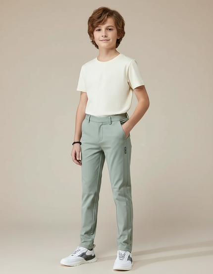 Pantalon Chino Vert Menthe Stretch Slim Enfant - Polyester