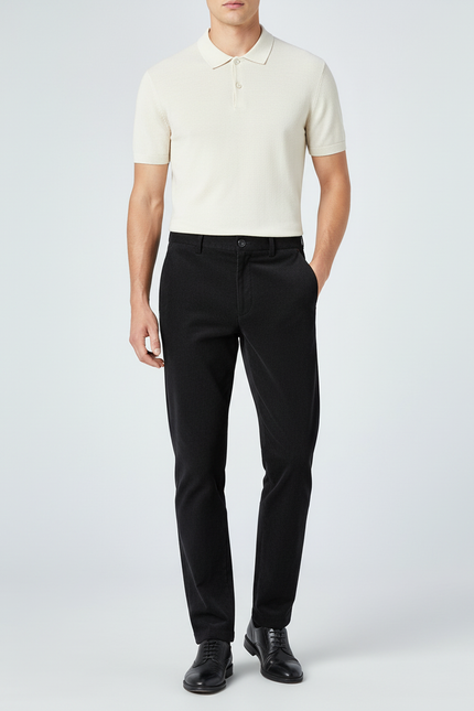 Pantalon Chino Noir Côtelé Droit Homme Élégant - Cordé