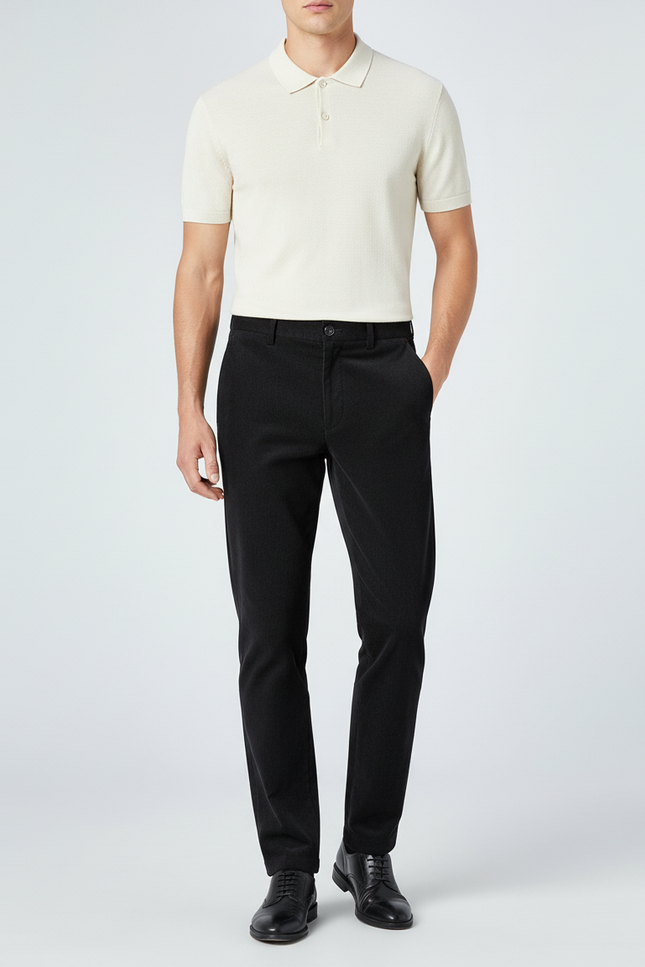 Pantalon Chino Noir Côtelé Droit Homme Élégant - Cordé